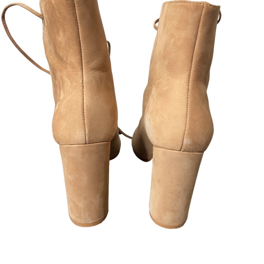 Steve Madden Carusso Tan Peep Toe Lace Up Bootie - Picture 8 of 10